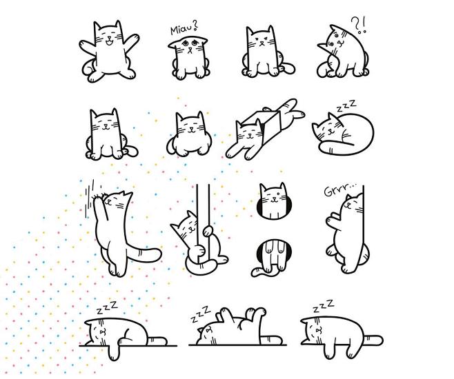 卡通猫表情包/可爱卡通猫图片/猫logo...