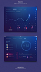 Dégradés, pictos/coins lumineux, interfaces plutot sombre