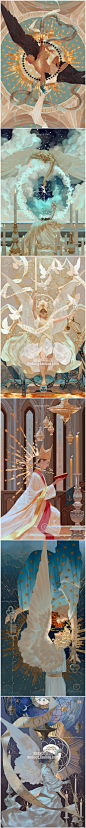 918 幻想神话插画 精美手绘欧系天使卡牌 原画抽象概念设定CG创意-淘宝网