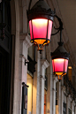 A burst of pink in traditional French lanterns, on the Rue de Rivoli in Paris.