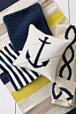 Nautical - White, navy blue, and yellow: 