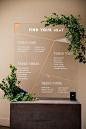 Modern Acrylic Seating Chart // gold, geometric, greenery, place cards, escort cars, wedding