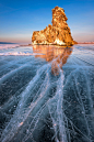 Baikal Lake Ice and Island Ogoy by Andrey Omelyanchuk on 500px