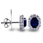 Sapphire and Diamond Earrings  3,000.00 USD These sapphire and diamond earrings feature oval cut sapphires set with round diamonds in 18k white gold.  The sapphires have an approximate total weight of 2 carats and the GH/VS quality diamonds have a total w