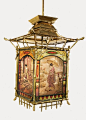 Asian inspired home deco French Brass Chinoiserie Lantern   (c.1880)