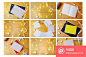 圣诞气氛金黄色星星装饰物品书本卡片空白背景高清图片  - PS饭团网psefan.com