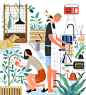 A Couple's Weekend : lifestyle spot illustration
