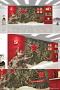 大气复古红色红军长征精神党建文化墙素材