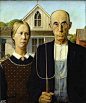 American Gothic ~ Art Institute of Chicago ~ Grant Woods.  Painted in Eldon, Iowa and, according to the Chicago Tribune 5/6/12, the models by carlene