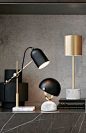 The Beacon Lighting Liam 1 light table lamp in marble with clear glass shade.