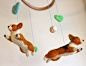 Baby Mobile with Flying Welsh Corgis (with 2 balls & hearts) from Fiber Friends on Etsy. Corgi obsession!