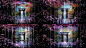 Matrix digital rain illuminating Secret dwelling, Zen, cherry blossom bonsai cyber hologram garden, meta verse new Tokyo temple, web 3 meditation corridor, Quartz crystal holographic city of refraction, the crystal arches at the threshold representing the