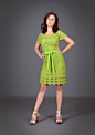 Green yellow spring-summer exclusive crochet dress via Etsy.