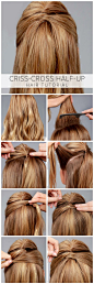 关注shabalaka #教程# #发型# DIY LuLu*s Criss-Cross Half-Up Hair Tutorial -LuLus