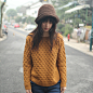 韩国菠萝针织设计感套头纯色毛衣 正版 圆领长袖设计毛衣