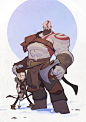 Kratos, Max Grecke : Cartoon version of Kratos and his son.