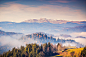 Picture of a scenic view of forest and mountains in Slovenia