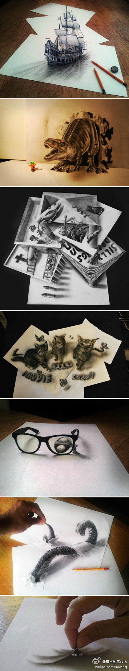 又见惊艳的3D铅笔涂鸦画，来自荷兰人Ra...