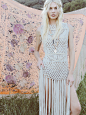 Free People Labyrinth Dress : Labyrinth Dress | Made from a luxe macrame this beautiful sheer sleeveless dress features allover metal ball accents, a statement low back and dramatic fringe trim. Pair with one of our Signature Seamless styles for an effort