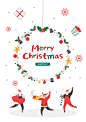 乔装老人 欢庆节日 礼物挂件 圣诞节手绘海报设计AI cm180011541