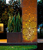 Laser cut corten steel.