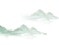 绿色手绘水墨风古风山水山云清明节元素PNG素材