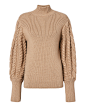 Cable Knit Sleeve Sweater, BEIGE/KHAKI, hi-res