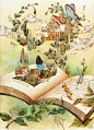 书中的美妙世界 ~ 来自韩国插画家Aeppol 的「森林女孩日记」系列插画。