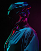 General 1225x1517 women artwork digital art Tony Skeor drawing helmet cyberpunk neon synthwave Retrowave Retro style side view
