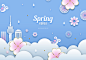 韩式春天气息卡通海报PSD模板Korean spring posters PSD template#tiw036a39405