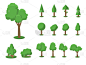 收集树木插图。可以用来说明任何自然或健康的生活方式的话题。花、草、大、小树木、漏、灌木、山水、园林、