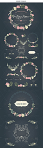 唯美森系手绘婚礼花环花朵图案背景 EPS矢量+PNG设计素材AI276-淘宝网