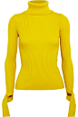 Jacquemus - Cutout ribbed wool turtleneck sweater : Yellow wool Slips on  100% wool Hand wash