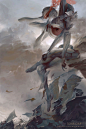 Hod, Peter Mohrbacher : Created with with support from fans via Patreon. www.patreon.com/angelarium

----

Supreme glory. Hod's presence calls for submission, prostration and unfettered love.

Hod's glory veils even the Sun.  It is said, in some parts, th