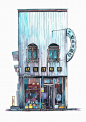 日本动画师Mateusz Urbanowicz用水彩描绘的东京街头~#水彩#