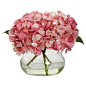 Nearly Natural Blooming Hydrangea with Vase, Pink