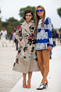 街头时尚：春夏巴黎时装周2014  -  Miroslava杜马和安娜的Dello日俄华伦天奴