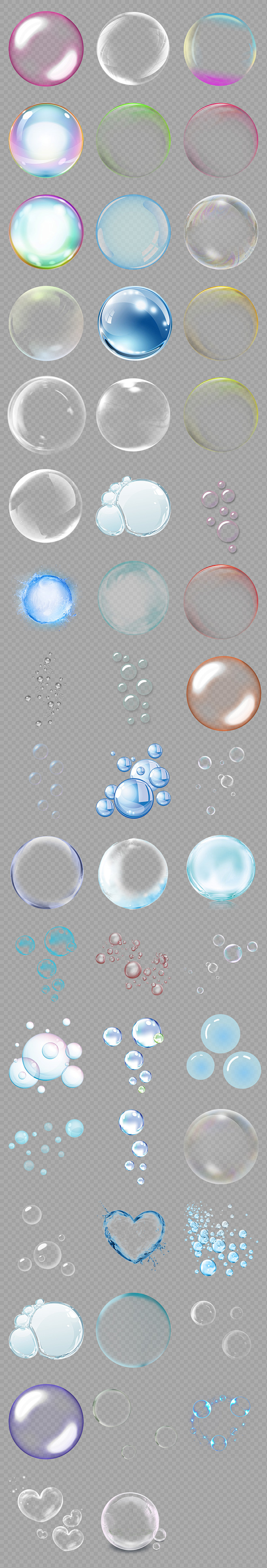 透明多彩泡泡气泡水泡海报素材背景图片PN...