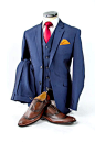 MENS ROYAL BLUE 3 PEICE SUIT WEDDING PARTY PROM TAILORED SMART: 