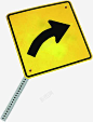 黑色拐弯箭头黄色交通标示牌 页面网页 平面电商 创意素材