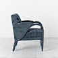 Larry Laslo for Directional, Blue Velvet Tufted Chair, USA, c. 1980 - Todd Merrill Studio