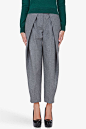 CARVEN Grey Wool Pleat Pants