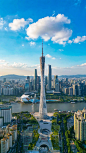 广州塔高分航拍机位丨城市中轴线天花板