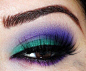 contrasting eye makeup: green and purple