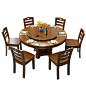 实木餐桌带转盘圆形饭桌大圆桌子8人10人家用经济型餐桌椅组合-tmall.com天猫