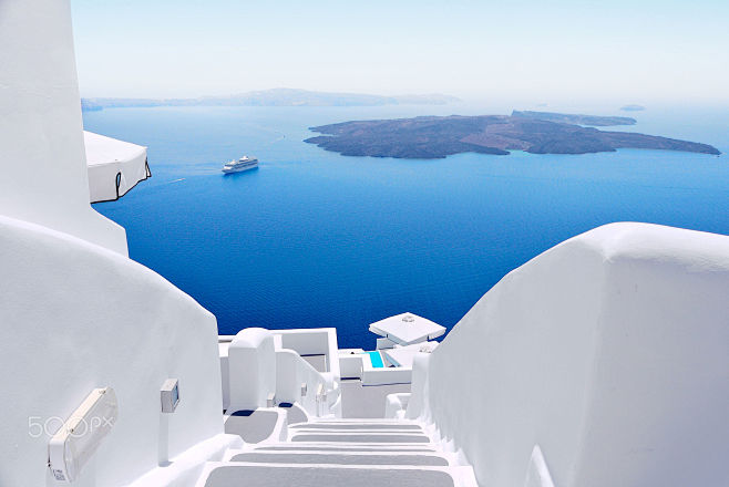 White concrete stair...