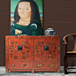 【摆设出品 中式家具】4门蒙古手绘蝴蝶柜餐边柜文件玄关柜