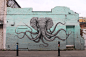 General 4272x2848 animals artwork wall elephant octopus graffiti street London UK crossover tentacles bricks photography cyan