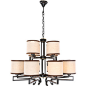 12-Light Black Gold-Painted Iron Two-Layer Chandelier