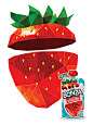 Bonza yogurt packaging illustrations : Bonza One-Handed Yogurt - this illustration was created as part of the packaging for a new brand of yogurt called Bonza. the images/flavors include strawberry, watermelon, blueberry, orange and cotton candy (which ha